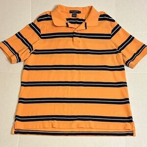 Daniel Cremieux Sz Large Apricot &  Navy Striped Polo Shirt.Classics.100% Cotton